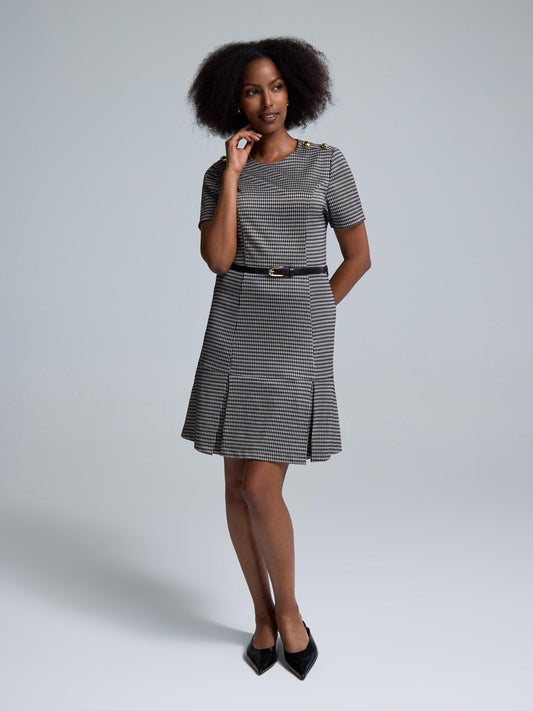 Belted Mini Check Dress