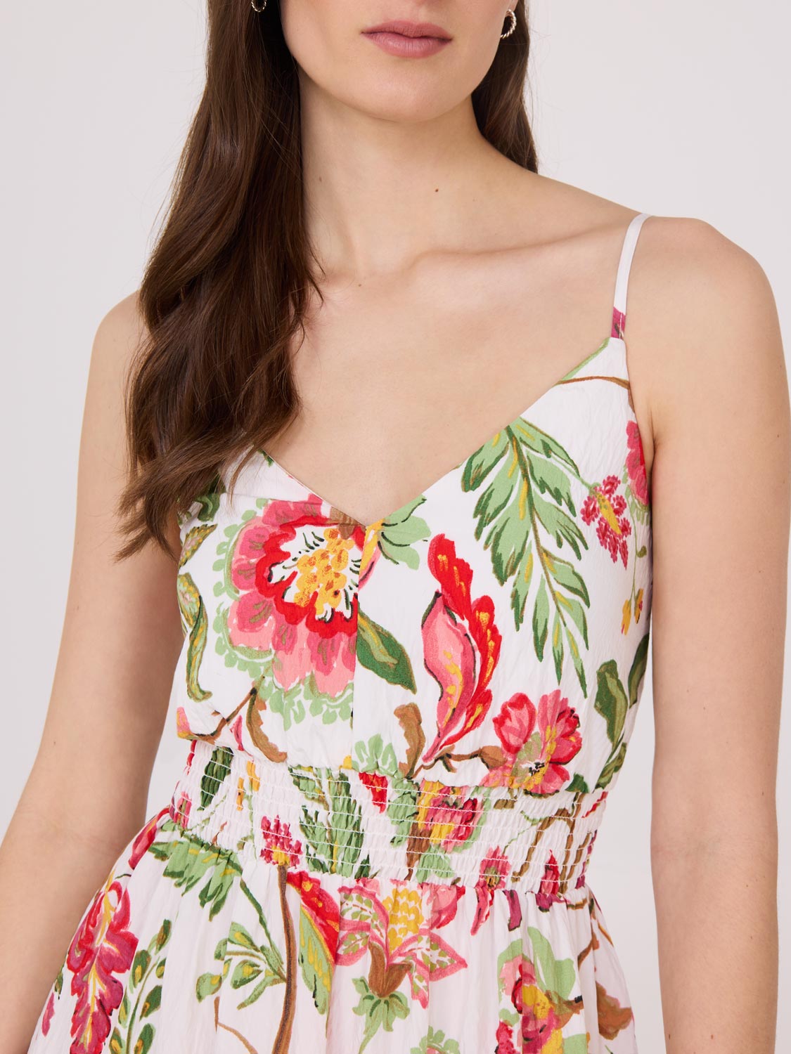 Floral Crinkle Satin Maxi Dress