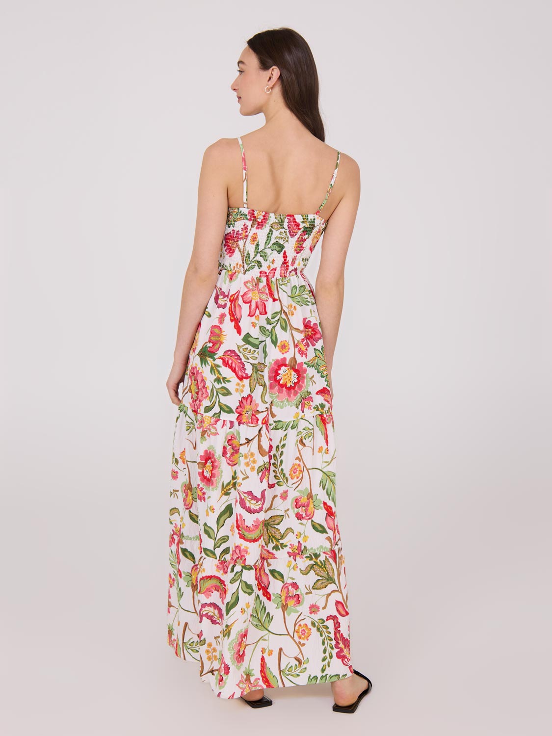 Floral Crinkle Satin Maxi Dress
