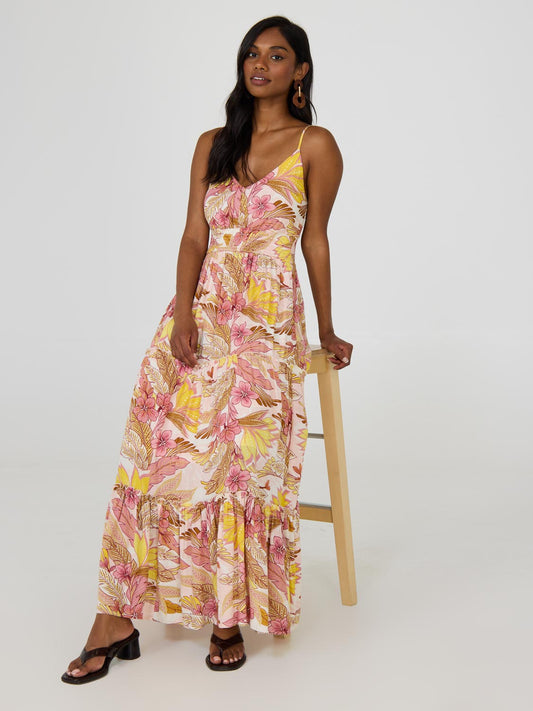 Floral Maxi Dress With Ruffles