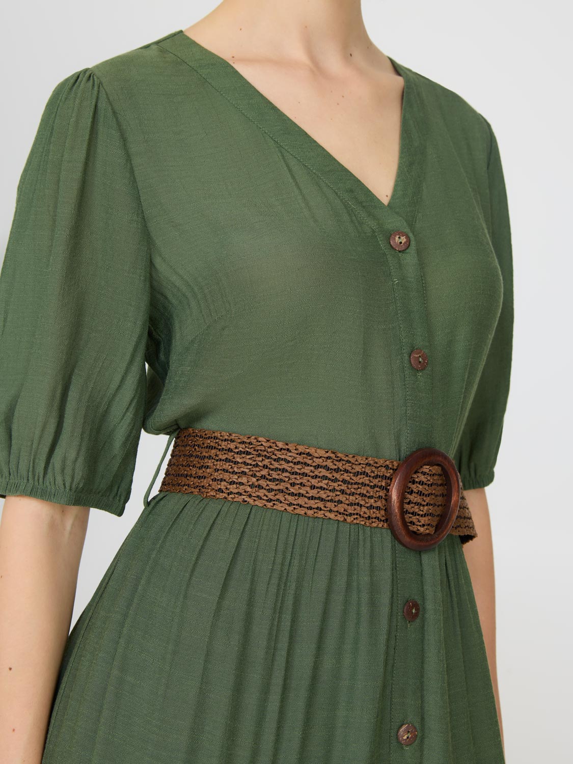 Short Balloon Sleeve Tiered Maxi Dress