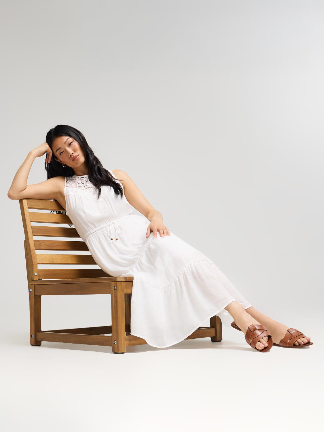 Lace Halter Neck Tiered Maxi Dress