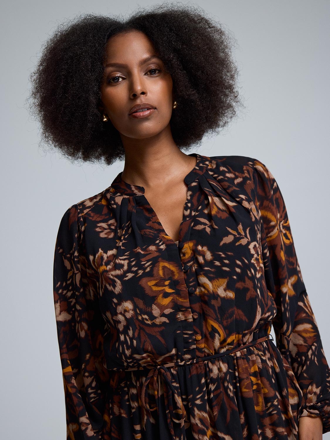 Floral Tiered Chiffon Maxi Dress