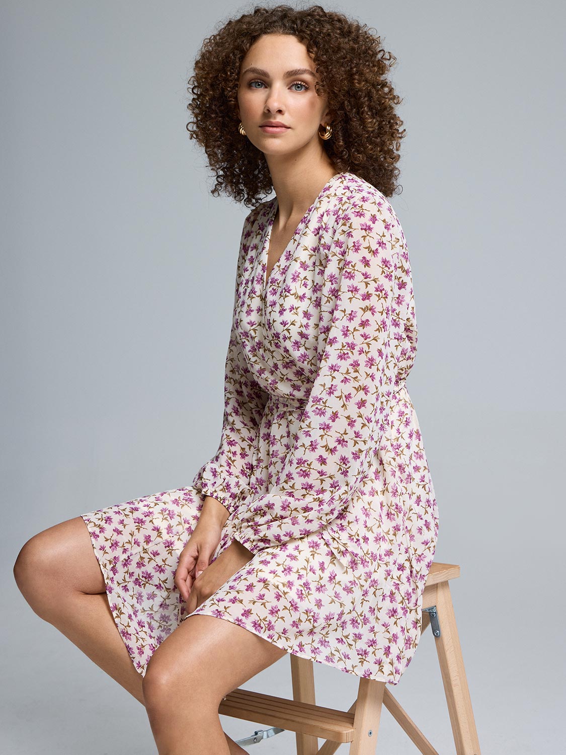 Floral Fit & Flare Mini Chiffon Dress