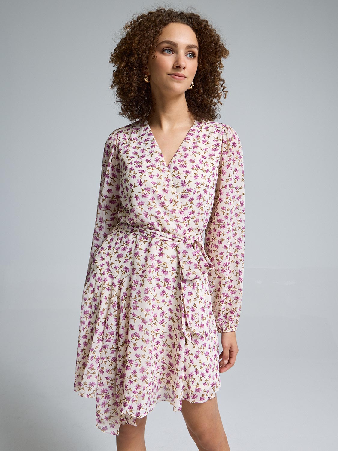 Floral Fit & Flare Mini Chiffon Dress