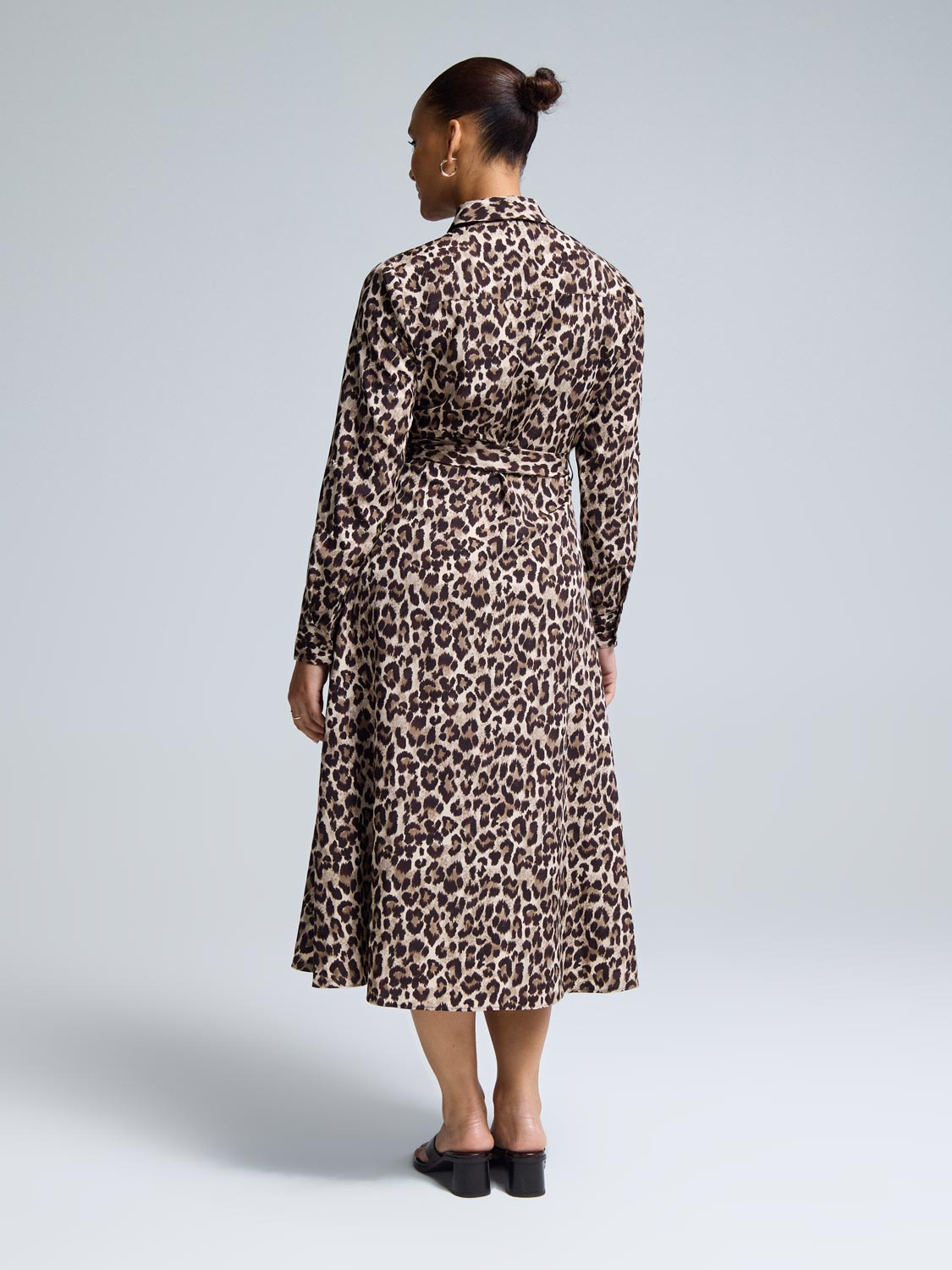 Animal Print Midi Shirt Dress