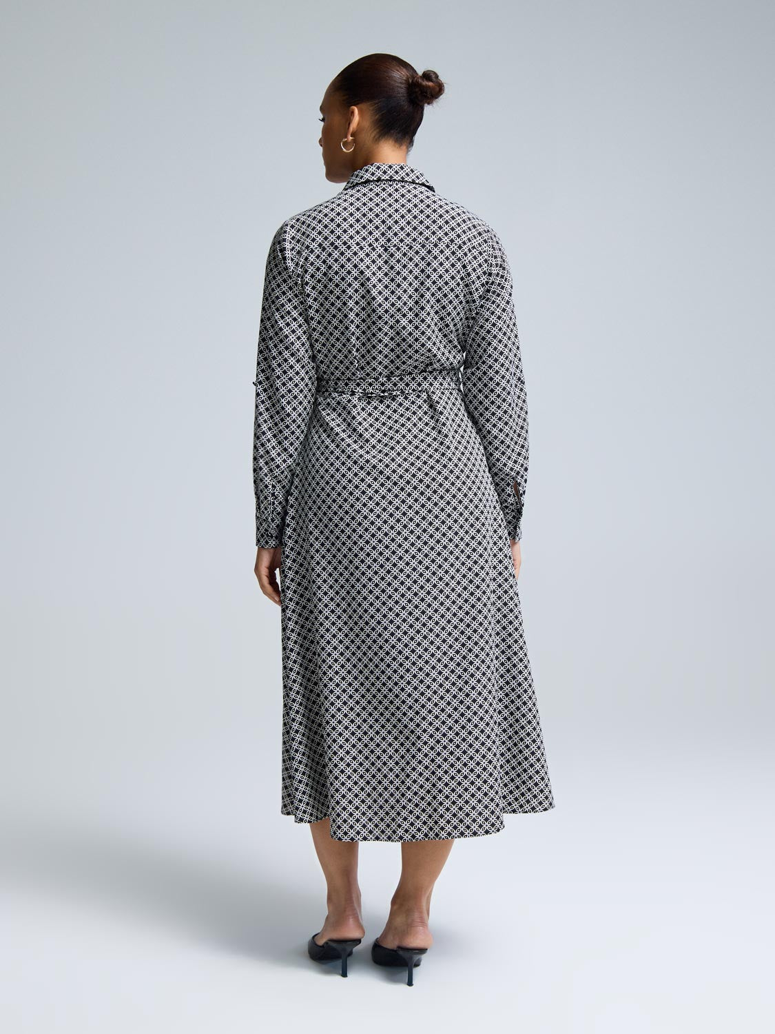 Geo Print Midi Shirt Dress