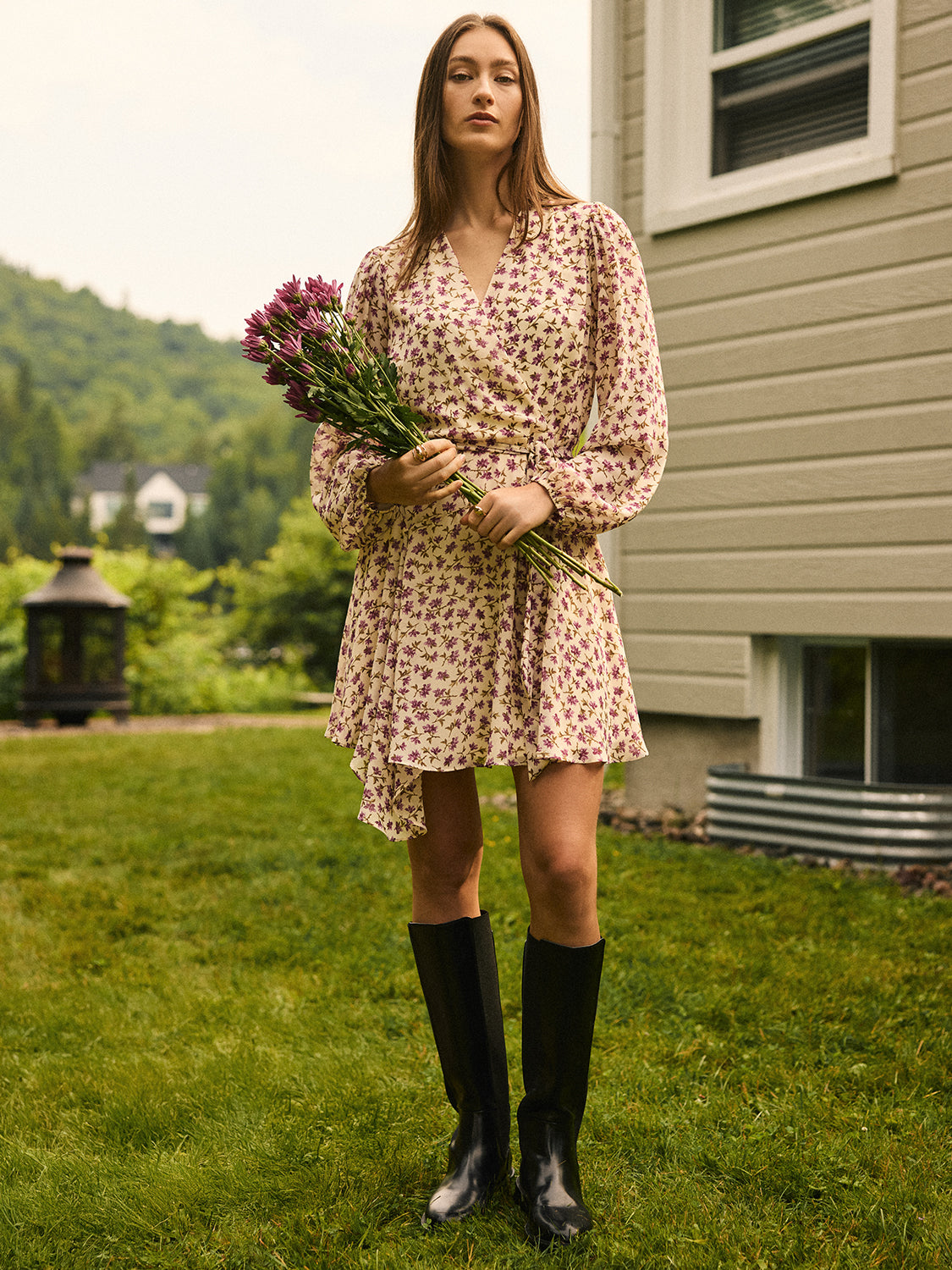 Floral Fit & Flare Mini Chiffon Dress