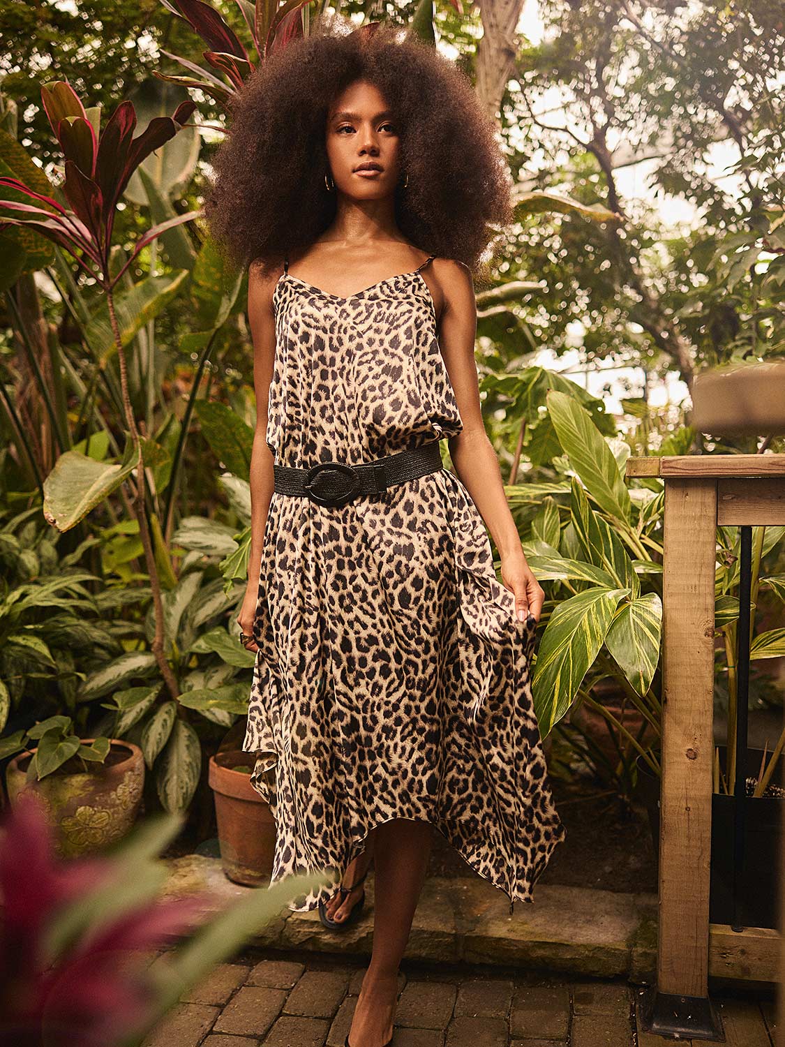 Animal Print Satin Maxi Dress