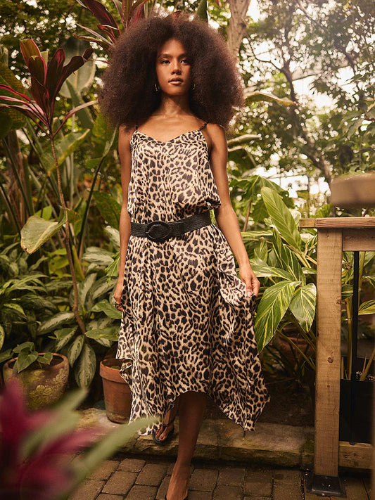 Animal Print Satin Maxi Dress